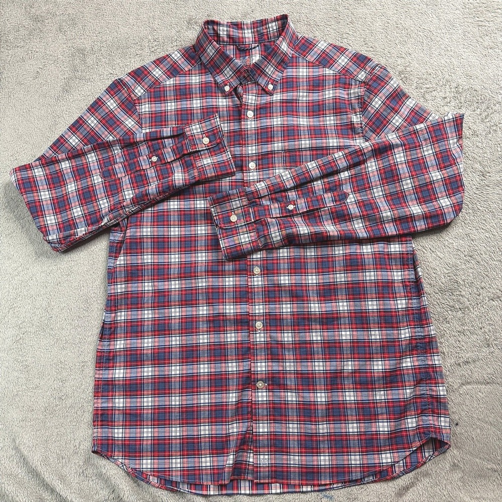 Vineyard Vines On-The-Go Performance Plaid Shirt Mens Medium Red White Blue brrr - Picture 4 of 9